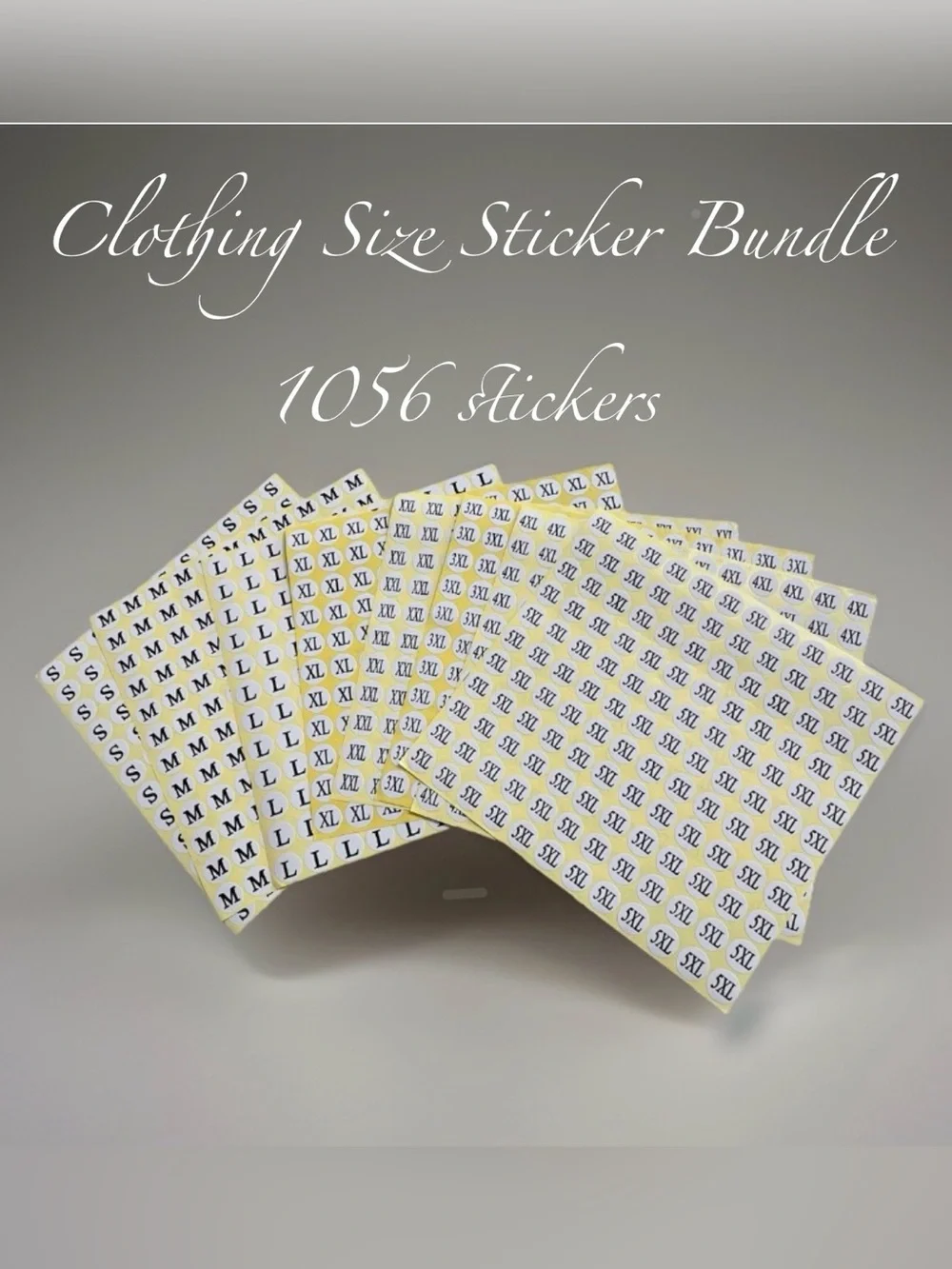 Clothing Size Sticker Bundle - Yellow & White Size Labels (1052 Stickers) ~New~